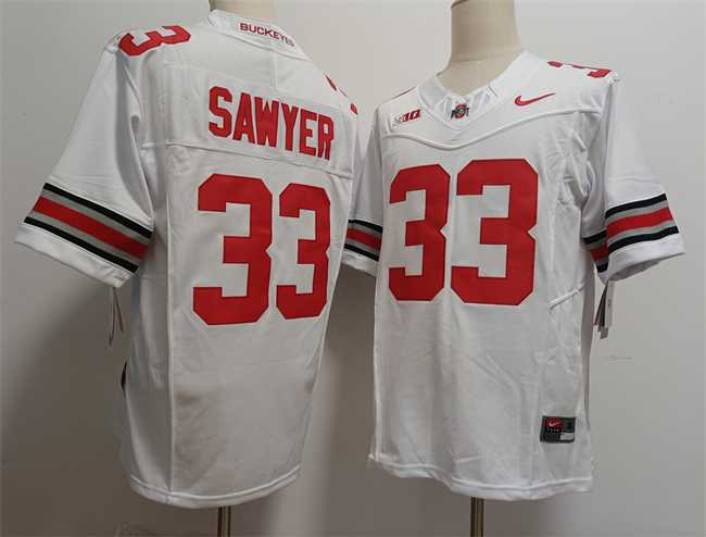 Mens Ohio State Buckeyes #33 Jack Sawyer White 2025 F.U.S.E. Limited Stitched Jersey
